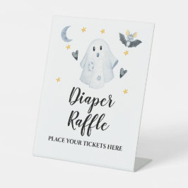 ハロウィーン幽霊ベビーシャワーおむつラッフル 台座サイン