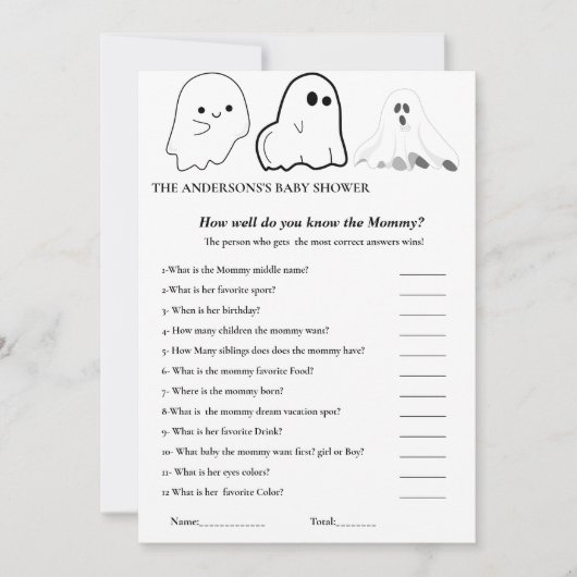 ハロウィーン幽霊ママ赤ちゃんシャワーをよく知っている カード (正面)