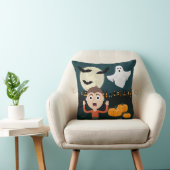 ハロウィーン幽霊ムーンこうもりイラストレーション枕 クッション (椅子)