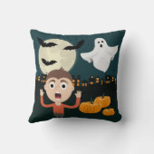 ハロウィーン幽霊ムーンこうもりイラストレーション枕 クッション (裏面)