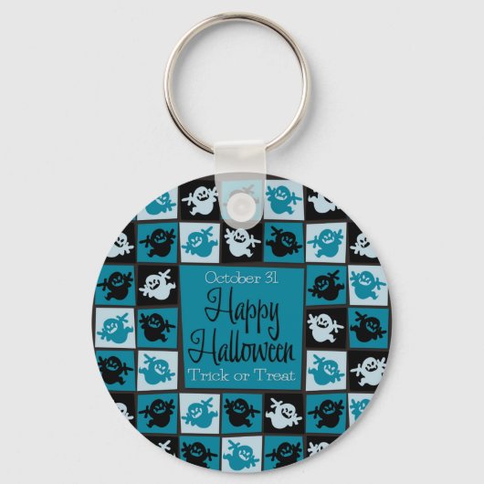 ハロウィーン幽霊モザイク キーホルダー (正面)