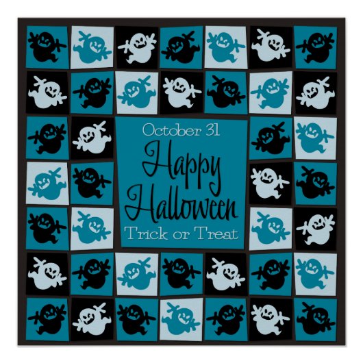 ハロウィーン幽霊モザイク ポスター (正面)