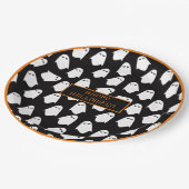 ハロウィーン幽霊モノグラム不気味白黒おもしろい ペーパープレート (アングル)