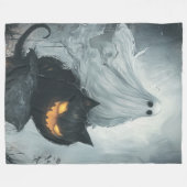 ハロウィーン幽霊ライディングアブラック フリースブランケット (正面(横))