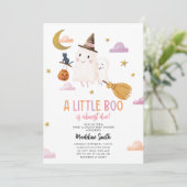 ハロウィーン幽霊リトルボー不気味ガールベビーシャワー 招待状 (スタンド正面)