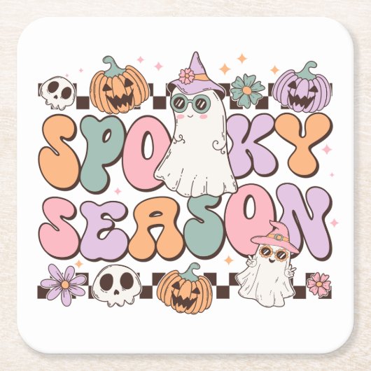 ハロウィーン幽霊不気味シーズン スクエアペーパーコースター (正面)