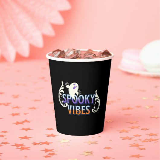 ハロウィーン幽霊不気味ビベスタイポグラフィレタリング 紙コップ (インサイチュ)