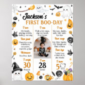 ハロウィーン幽霊不気味ワン誕生日マイルストーン ポスター (正面)