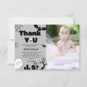 ハロウィーン幽霊不気味誕生日パーティー サンキューカード (正面)