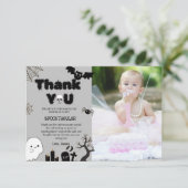 ハロウィーン幽霊不気味誕生日パーティー サンキューカード (スタンド正面)