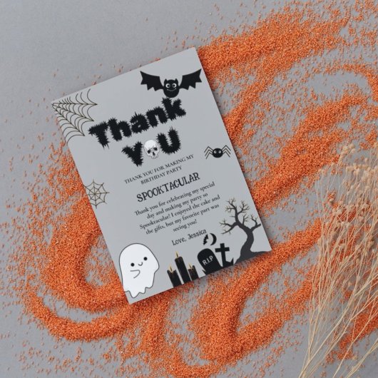 ハロウィーン幽霊不気味誕生日パーティー サンキューカード
