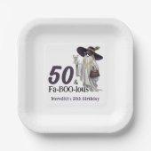 ハロウィーン幽霊女子の素晴らしい50誕生日 ペーパープレート (正面)