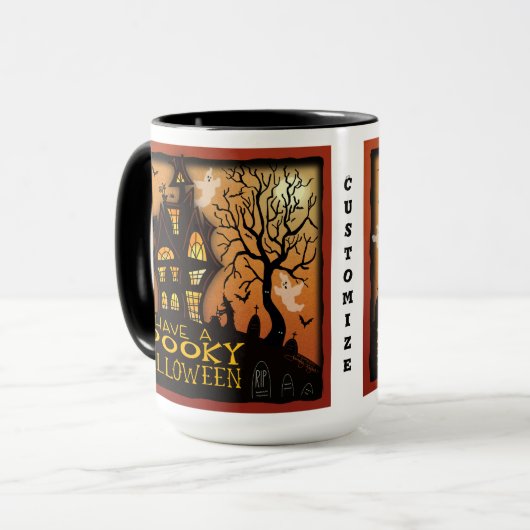 ハロウィーン幽霊幽霊のよく出るハウスこうもりカスタマイズ マグカップ (正面左)