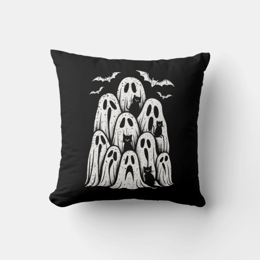 ハロウィーン幽霊猫好き秋シーズン不気味 クッション (正面)