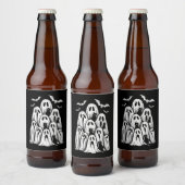 ハロウィーン幽霊猫好き秋シーズン不気味 ビールラベル (ボトル)