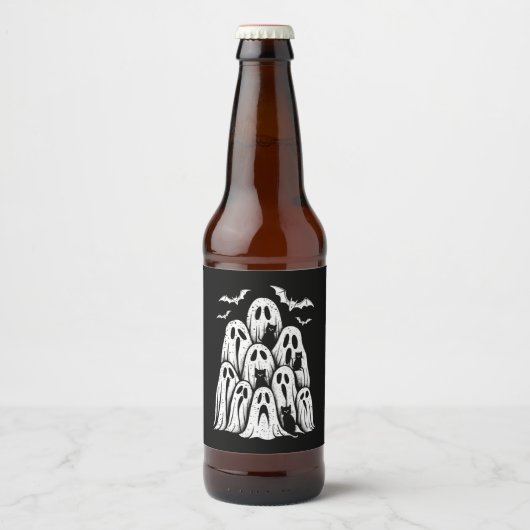 ハロウィーン幽霊猫好き秋シーズン不気味 ビールラベル (正面)