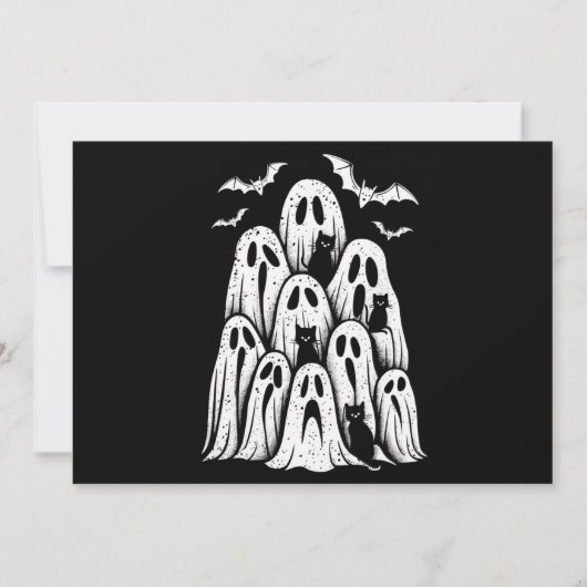 ハロウィーン幽霊猫好き秋シーズン不気味 招待状 (正面)