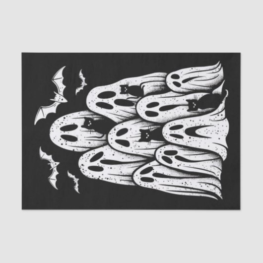 ハロウィーン幽霊猫好き秋シーズン不気味 薄葉紙 (正面)