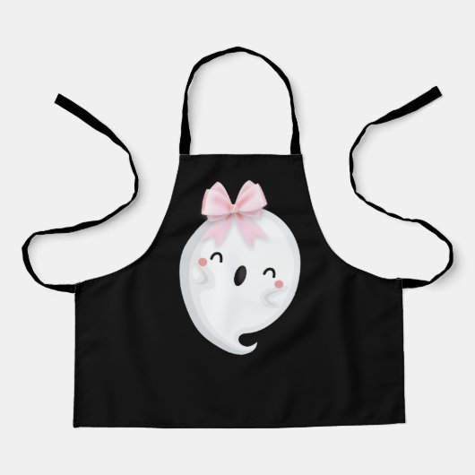 ハロウィーン幽霊白黒 エプロン (正面)