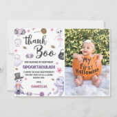 ハロウィーン幽霊誕生日パーティーフォト サンキューカード (正面)