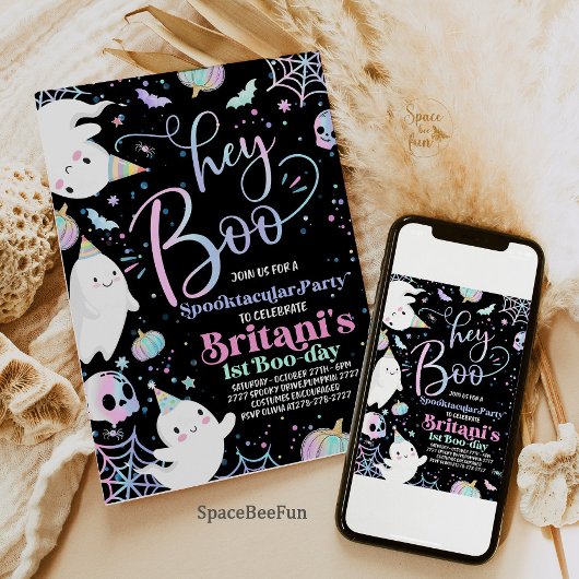 ハロウィーン幽霊誕生日招待状パーティーヘイBOO 招待状