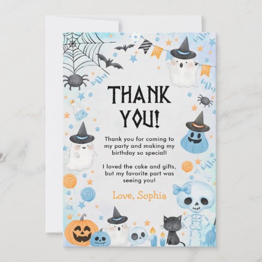 ハロウィーン幽霊誕生日 サンキューカード (正面)