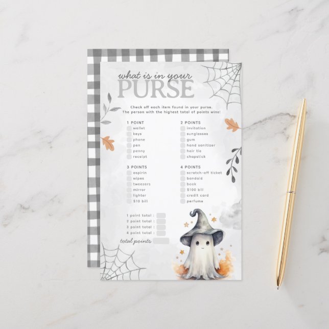 ハロウィーン幽霊財布ベビシャワーゲーム (正面/裏面インサイチュ)