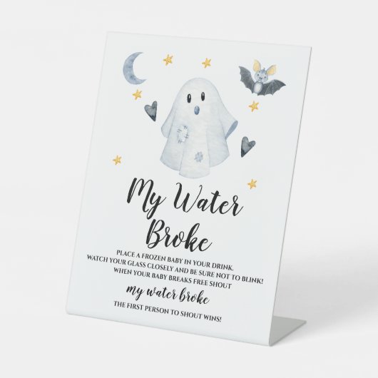 ハロウィーン幽霊赤ちゃんシャワー水がゲームを破った 台座サイン (正面)