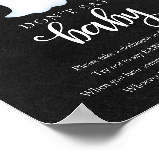 ハロウィーン幽霊赤ちゃんシャワー言わないベビー標識 ポスター (角)