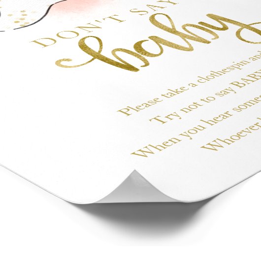 ハロウィーン幽霊赤ちゃんシャワー言わないベビー標識 ポスター (角)