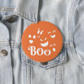ハロウィーン幽霊顔オレンジとホワイトボタンピン 缶バッジ (インサイチュ)