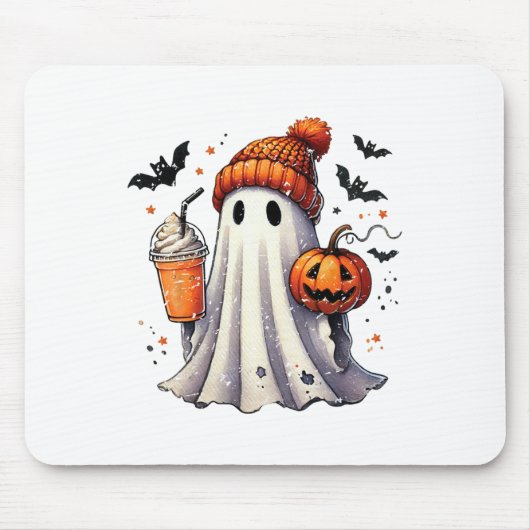 ハロウィーン幽霊飲みコーヒー マウスパッド (正面)