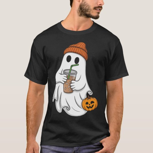 ハロウィーン幽霊飲みコーヒー Tシャツ (正面)