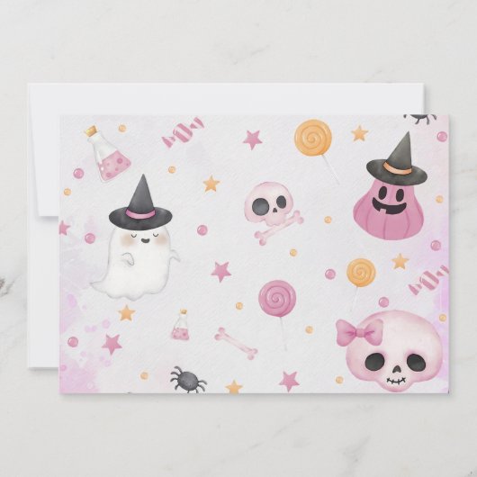 ハロウィーン幽霊1st誕生日パーティー写真 招待状 (裏面)