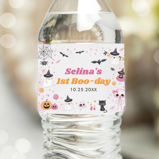 ハロウィーン幽霊1st誕生日パーティー ペットボトルラベル