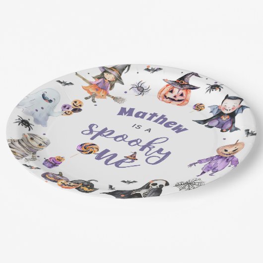 ハロウィーン幽霊1st誕生日パーティー ペーパープレート (アングル)