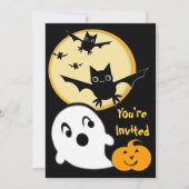 ハロウィーン幽霊&こうもりキッドのパーティの招待状 招待状 (正面)