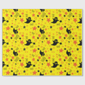 ハロウィーン幽霊:イエローシームレスラッピング紙 ラッピングペーパー (フラット)