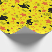 ハロウィーン幽霊:イエローシームレスラッピング紙 ラッピングペーパー (角)