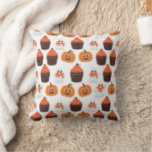 ハロウィーン幽霊、カップケーキとカボチャ クッション (ブランケット)