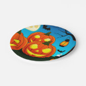 ハロウィーン幽霊、カボチャ、こうもり ペーパープレート (アングル)