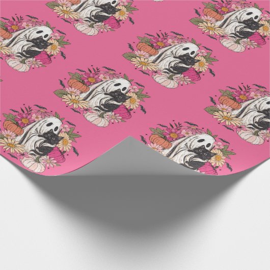 ハロウィーン幽霊 ガーリー ラッピングペーパー (角)