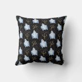 ハロウィーン幽霊、クモの巣、カンデラブラゴシックブラック クッション (裏面)