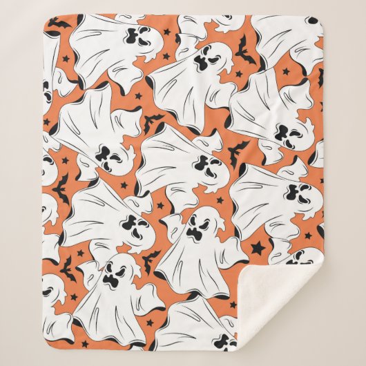 ハロウィーン幽霊:ヴィンテージテキスタイルのテクスチャ。 シェルパブランケット (正面)