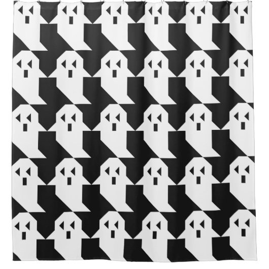ハロウィーン幽霊：幾何学的シームレスパターン。 シャワーカーテン (正面)