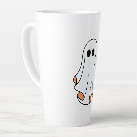ハロウィーン幽霊、面白いハロウィーン、ハローウィンパーティ カフェラテマグ (左アングル)