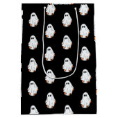 ハロウィーン幽霊、面白いハロウィーン、ハローウィンパーティ ミディアムペーパーバッグ (裏面)