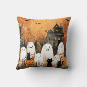 ハロウィーン幽霊、黒猫、こうもり。 クッション (裏面)