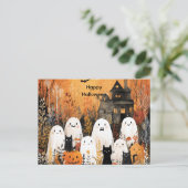 ハロウィーン幽霊、黒猫、こうもり。 シーズンポストカード (スタンド正面)
