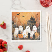 ハロウィーン幽霊、黒猫、こうもり。 スタンダードランチョンナプキン (インサイチュ)